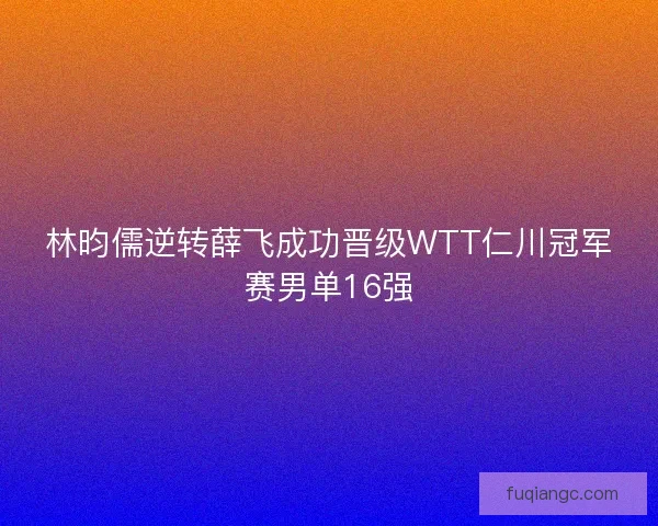 林昀儒逆转薛飞成功晋级WTT仁川冠军赛男单16强