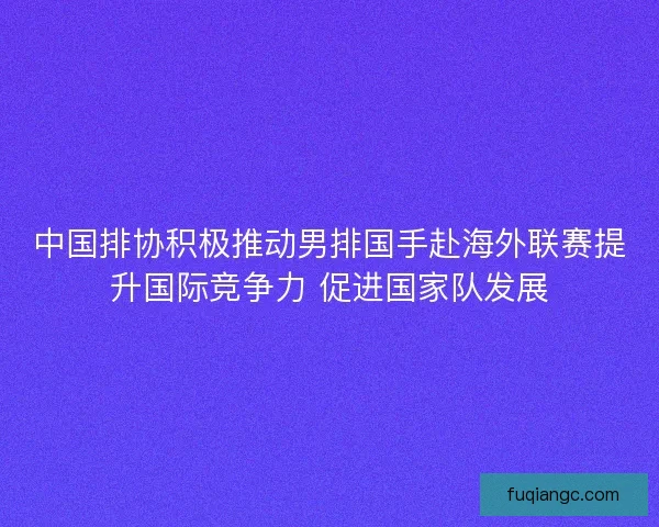 中国排协积极推动男排国手赴海外联赛提升国际竞争力 促进国家队发展