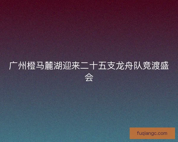 广州橙马麓湖迎来二十五支龙舟队竞渡盛会